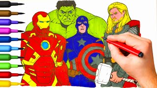 Avengers Superheroes Coloring | How To Color Marvel Team