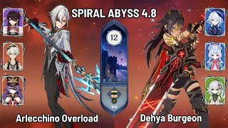 C0 Arlecchino Beidou Overload | C2 Dehya Furina Burgeon Vaporize | Spiral Abyss 4.8 | Genshin Impact