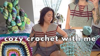 cozy crochet with me *matching varsity top, dyeing new linen fibers, productive vlog*