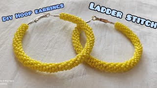 How to make circular brick stitch on a hoop earrings/ ladder stitch/tubular stitch