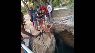 Cliff Diving at the Blue Hole Mineral Spring