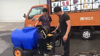 Máy rửa xe chạy bằng xăng Lutian 15HP 3WZ-300T có thùng chứa 300L LH: 0973530520