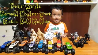 Belajar Warna | Bermain Monster Truck Dan Godzilla | Learn Colors With Monster Truck And Godzilla