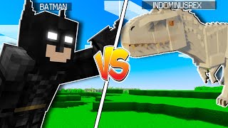 BATMAN VS INDOMINUSREX | Minecraft SUPERHERO BATTLES | SUPERHERO VS JURASSIC WORLD REBORN