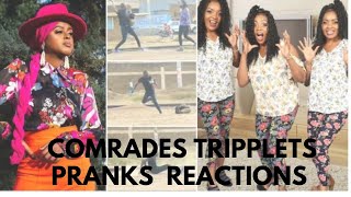 COMRADES TRIPPLETS PRANKS REACTION//AMINA ABDI //IT CAN BE LIFE THREATENING