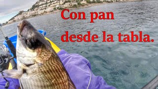 Pesca con pan bimbo desde kayak.