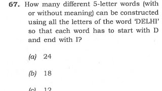 CSAT 2020 Solved Paper | How many different 5-letter words (with or without meaning) can be ……