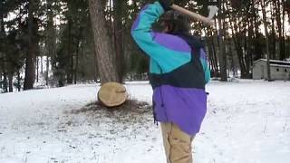 TOMAHAWK THROWING!  CRKT WOODS NOBO T-HAWK.  SNOW IN THE MONTANA MOUNTAINS!