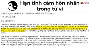 HẠN TÌNH CẢM HÔN NHÂN TRONG TỬ VI - THIÊN CƠ LUẬN