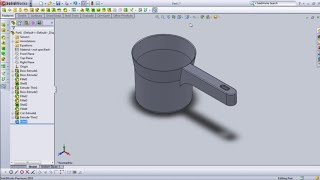 SolidWorks Tutorial: Create Handle from Offset Sketch Plane in Dipper of Water Model