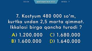 Matematikadan tezkor test. 17-variant. Qiziqarli matematika. Sodda matematika.