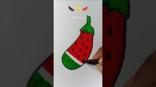 Creative art idea🍆➕🍉#creativeartmix #art #emojimix #satisfyingart #shorts #easydrawing #easy #draw