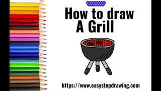 How to Draw a grill in easy step | easystepdrawing #grill #charcoalgrill