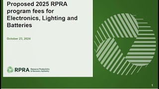 Proposed 2025 RPRA program fees for Electronics (ITT/AV), Lighting and Batteries​