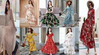 Floral printed maxi dress|| long gown maxi dress||designer long dresses||