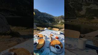 Breakfast in the mountains after hike #balkans #mountains #balkanlife #hut