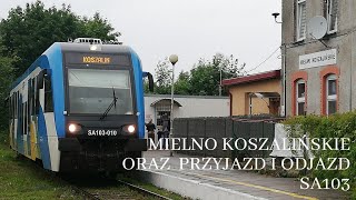 Stacja kolejowa Mielno Koszalińskie oraz odjazd i przyjazd SA 103-010 (09.07.2020)