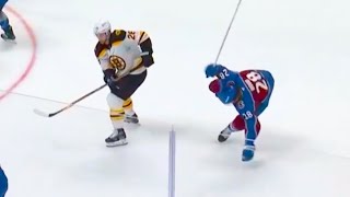 Hampus Lindholm hit on Miles Wood - 5 minute major was taken off the board | Avalanche vs Bruins