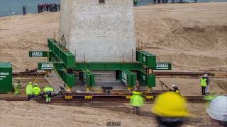 Rubjerg Knude Lighthouse move timelapse, close up of the final 10 meters and 60 minutes