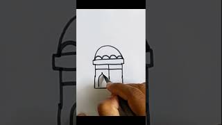 How to draw Mosque with EID letter / Masjid drawing easy #shortvideo #drawing #mosque #art #foryou