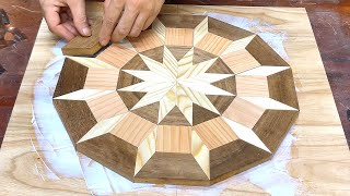 Amazing Scrap Wood Recycling Project // The Process Of Making A Unique 3D Wall Clock // Woodworking