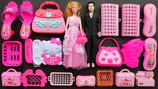 ASMR videos | 4 minutes satisfying unboxing with pretty pink barbie doll makeup toys | Mini toys fun