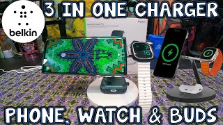 Belkin Magsafe Charging Station 3 in 1! Phone, Watch & Airpods Magsafe Charging!