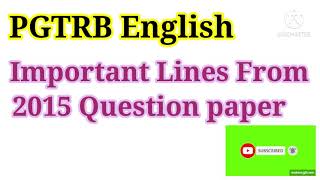 PGTRB English Important Lines from 2015 Question Paper