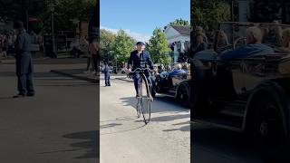 penny-farthing bicycle high wheel bicycle being used at Festival Greenfield Village 2024