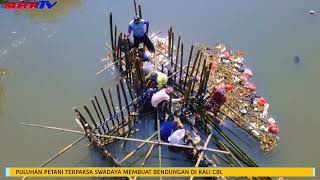 Kekeringan, Puluhan Petani terpaksa bendung sungai secara swadaya