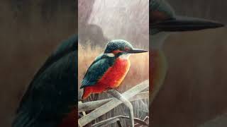 Amazing Kingfisher at Winter painting by @fishartuk #shorts  #kingfisher #birdartist #davidmiller