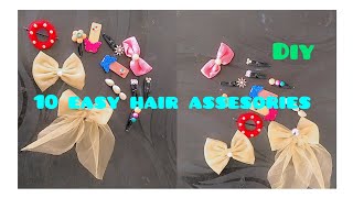 🌼10 easy 🎀hair assesories😱for beginners wastematerial part-25🌸#homemade#diy#craft#love #viralvideo