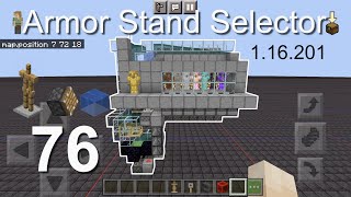 Minecraft Bedrock Tutorials(76) - How to build an Armor Stand Selector / Swapper (1.16.201)