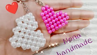 ميدالية صغيره بالخرز للمبتدئيين شكل قلب بطريقة سهلة وسريعة beaded heart with Nona handmade ♥️