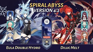 [Genshin Impact] | Eula Double Hydro + Diluc Melt - Spiral Abyss 4.2 | Floor 12 (9★)