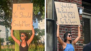 Dudette With Sign' Protesting Annoying Things for the Public Good (New)