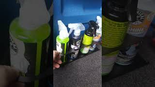 Easy and simple way to store spray bottles in your vehicle. Space saver, no rolling around trunk bed