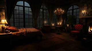 Cozy Castle Room with Rain & Thunder Sounds for 8 Hours – To Sleep, Study, Relax