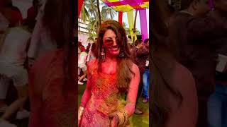 Urvashi Rautela playing holi #shorts #youtubeshorts #urvashirautela #holi