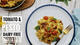 SUN-DRIED TOMATO & PESTO TAGLIATELLE WITH THAI BASIL | How to make a creamy pasta without dairy