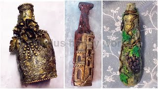 3 Bottle decoration ideas/bottle art ideas/wine bottle craft/bottle crafts/glass bottle decoration