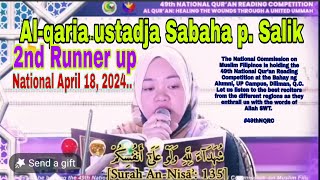 Beautiful Reading qur'an National April 18, 2024 Alqaria Ustadja Sabaha Salik Dipinding Champion