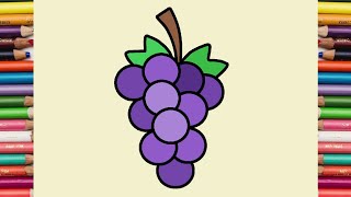 Grapes | How to Draw Grapes | Grapes Drawing | Draw and Color Grape | Draw Grapes | Fruit Drawing