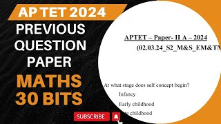 AP TET Maths SA Previous Paper with Answer |AP TET 2024| AP TET Model questions| AP TET Latest News