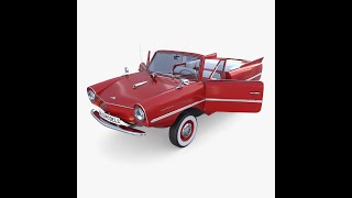 Amphicar 770 Red w Interior 3D Model