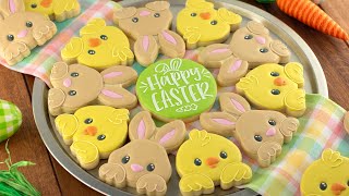 Easter Bunny & Chick Cookie Platter | Cookie Decorating with Royal Icing