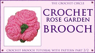 Crochet BROOCH - rose garden 🍃  LEAF + backside - statement jewelry tutorial with pattern - part 2/2