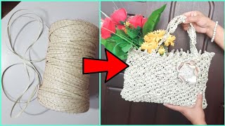 Make a beautiful plastic bag in 1 minute| Diy Plastic craft | Plastic rope reuse | Tote bag #shorts