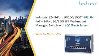 WGS-5225-8UP2SV Industrial PoE Wall-mount Managed Switch with LCD Touch Screen