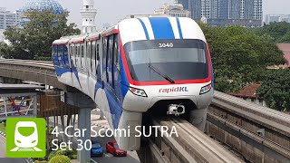 KL MONORAIL LINE 4-CAR SCOMI SUTRA SET 30 DEPARTING AT HANG TUAH STATION